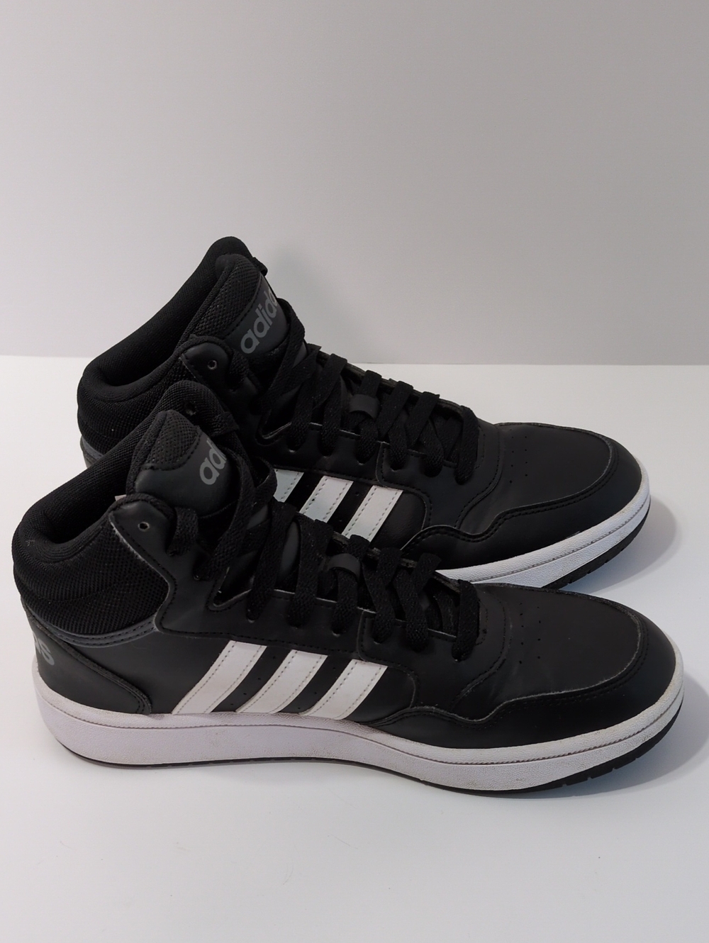 adidas Hoops 3.0 Mid Sneakers Core Black Cloud White Size 6.5Y Unisex